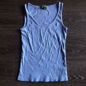 Lauren By Ralph Lauren Periwinkle Ribbed Tank Top